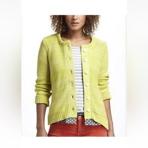 Anthropologie Yellow Button-Front Knit Cardigan